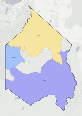 Alpine County CA ZIP code boundaries map