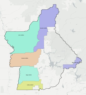 Butte County CA school district boundaries map