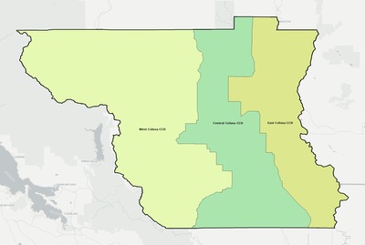 Colusa County CA townships and subdivisions map