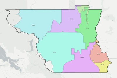 Colusa County CA ZIP code boundaries map