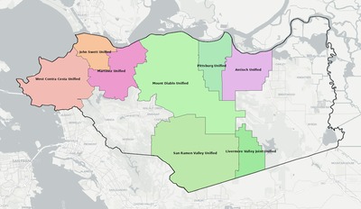 Contra Costa County CA school district boundaries map