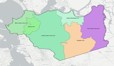 Contra Costa County CA townships and subdivisions map