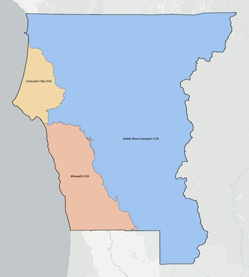 Del Norte County CA townships and subdivisions map