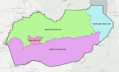El Dorado County CA townships and subdivisions map