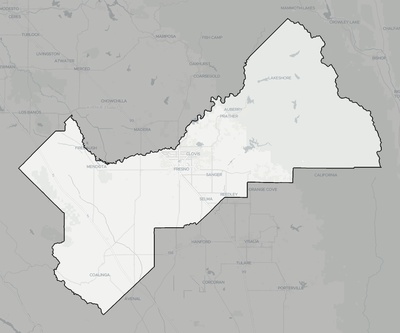 Fresno County CA county basemap context