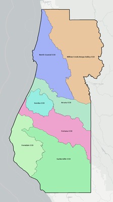 Humboldt County CA townships and subdivisions map