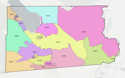 Imperial County CA ZIP code boundaries map