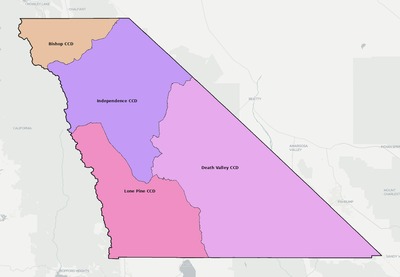 Inyo County CA townships and subdivisions map