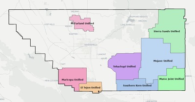 Kern County CA school district boundaries map