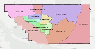 Kern County CA townships and subdivisions map
