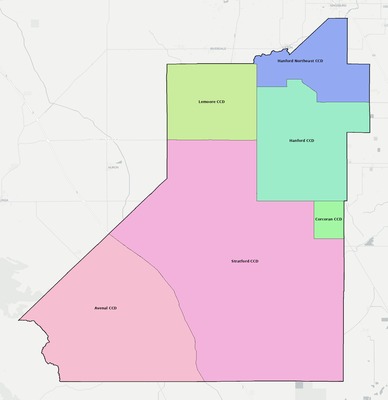 Kings County CA townships and subdivisions map