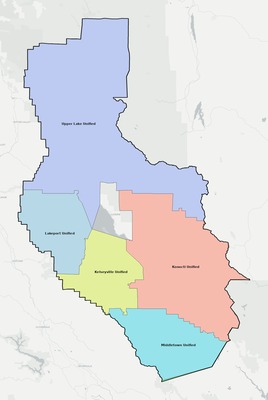 Lake County CA school district boundaries map