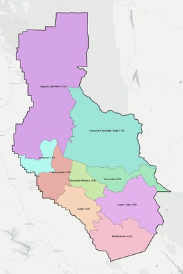 Lake County CA townships and subdivisions map