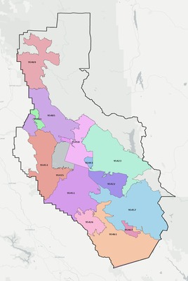 Lake County CA ZIP code boundaries map