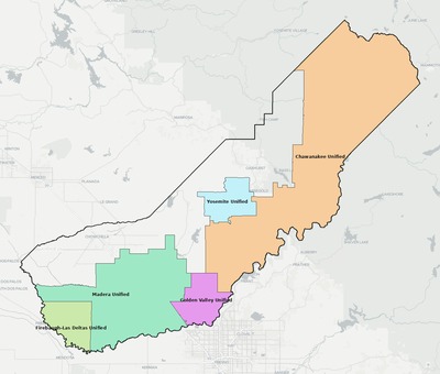 Madera County CA school district boundaries map
