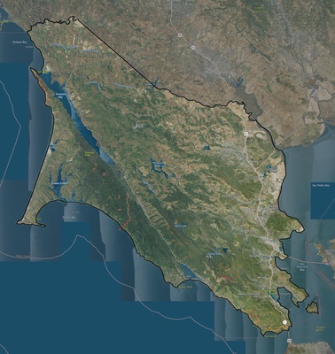 Marin County CA USGS imagery and topo map