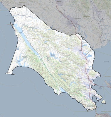 Marin County CA USGS topo map