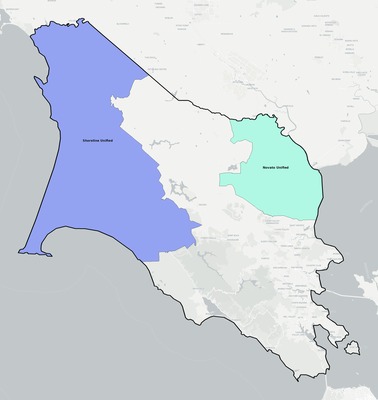 Marin County CA school district boundaries map