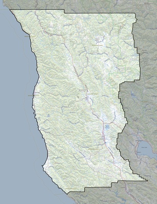 Mendocino County CA USGS topo map