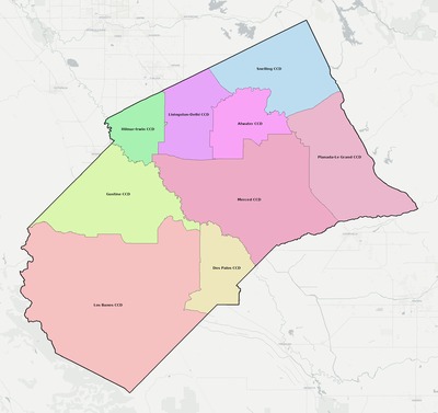 Merced County CA townships and subdivisions map