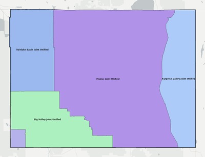Modoc County CA school district boundaries map