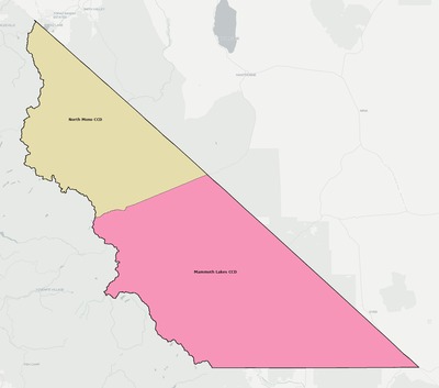Mono County CA townships and subdivisions map