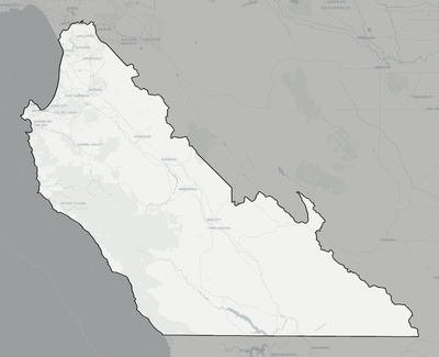 Monterey County CA county basemap context