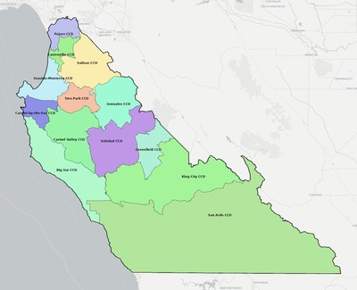 Monterey County CA townships and subdivisions map