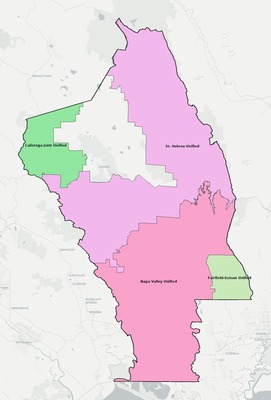 Napa County CA school district boundaries map