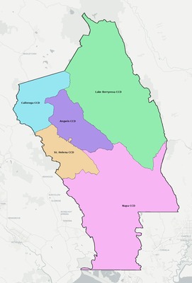 Napa County CA townships and subdivisions map