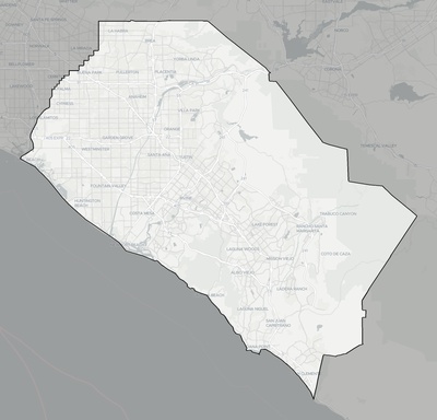 Orange County CA county basemap context