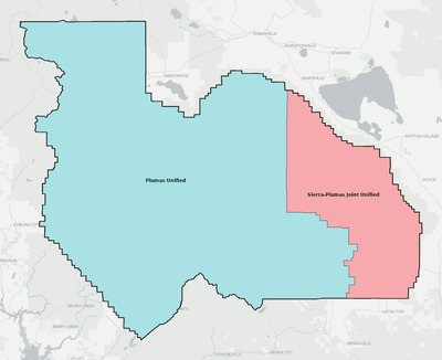 Plumas County CA school district boundaries map