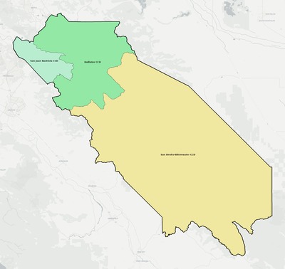 San Benito County CA townships and subdivisions map