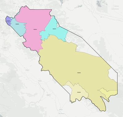 San Benito County CA ZIP code boundaries map