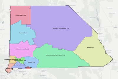 San Bernardino County CA townships and subdivisions map