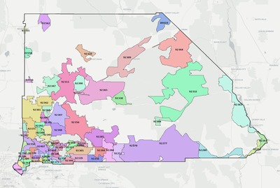 San Bernardino County CA ZIP code map preview