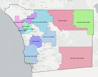 San Diego County CA school district boundaries map