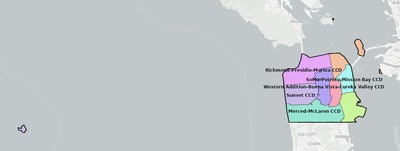 San Francisco County CA townships and subdivisions map