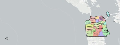 San Francisco County CA ZIP code boundaries map