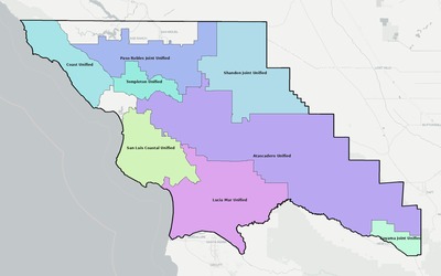 San Luis Obispo County CA school district boundaries map