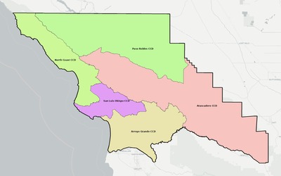 San Luis Obispo County CA townships and subdivisions map