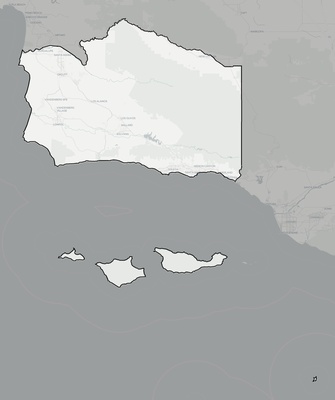 Santa Barbara County CA county basemap context