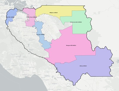 Santa Clara County CA school district boundaries map