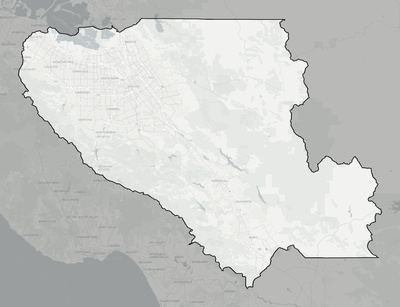 Santa Clara County CA county basemap context