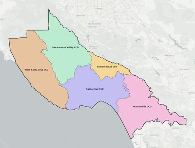 Santa Cruz County CA townships and subdivisions map