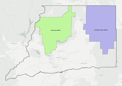 Shasta County CA school district boundaries map