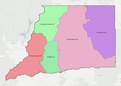 Shasta County CA townships and subdivisions map