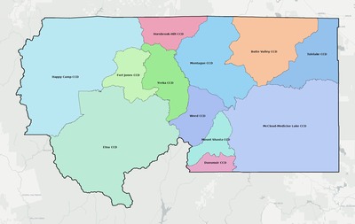 Siskiyou County CA townships and subdivisions map