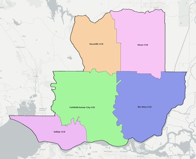 Solano County CA townships and subdivisions map