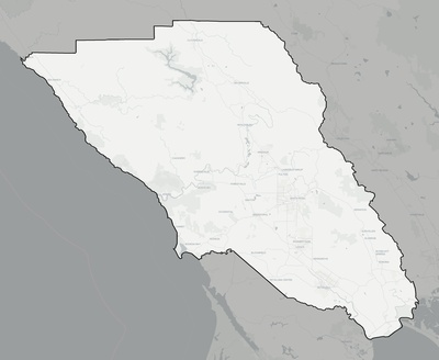 Sonoma County CA county basemap context